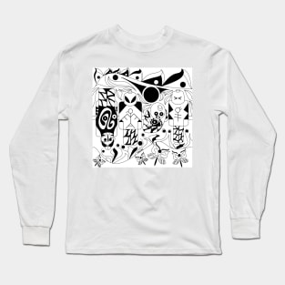 the brick scheme in totem ecopop tribal art with soccer and toys in line Long Sleeve T-Shirt